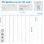 AMIR Upgraded Window Curtain String Lights, Sound Activated Function Can Sync with Any Voice, 9.8 FT 300 LED USB Powered Room Decor Lights, Wedding Party Birthday Christmas Halloween Decorations