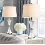 Lucas Modern Table Lamps Set of 2 with USB Charging Port Chrome and Glass Drum Shade for Living Room Family Bedroom Bedside - Regency Hill