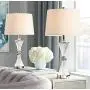 Lucas Modern Table Lamps Set of 2 with USB Charging Port Chrome and Glass Drum Shade for Living Room Family Bedroom Bedside - Regency Hill