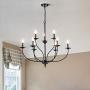 Maxax Farmhouse Lighting 9 Lights French Country Chandelier in Black Finish for Kitchen Island Pendant for Dining Room, Bedroom