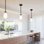 TODOLUZ Vintage Glass Pendant Light in Rubbed Bronze Adjustable Mini Chandelier with Opal White Shades for Kitchen Hallway Study Dining Room