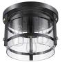 Globe Electric Wexford 3 Flush Mount Ceiling Light, Brass Detail, 60417, 8.13'', Dark Bronze with Clear Glass