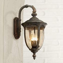 Bellagio Vintage Outdoor Wall Light Fixture Bronze Metal 20 1/2'' Champagne Hammered Glass for Exterior House Porch Patio - John Timberland