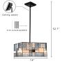 Artzone 3-Light Tiffany Style Pendant Lighting 14 inch Wide Square Contemporary Stained Glass Hanging Light Fixtures Chandelier Kitchen Lighting for Dining Room