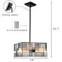 Artzone 3-Light Tiffany Style Pendant Lighting 14 inch Wide Square Contemporary Stained Glass Hanging Light Fixtures Chandelier Kitchen Lighting for Dining Room