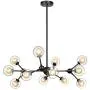 Lampundit 12 Light DNA Chandelier LED Lighting with 12 G9 Bulb, Modern Chandelier with Globe Glass Shade, Mid-Century Modern Ceiling Light Fixture for Dining Room Living Room Bedroom Kitchen - Black
