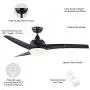 CO-Z 52 Modern Ceiling Fan with Lights and Remote in Black Finish, Contemporary Ceiling Fans with LED Light for Bedroom, Living Room, Kitchen, Industrial Ceiling Fan with 3 ABS Blades Reversible