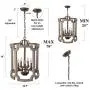 KSANA Farmhouse Chandelier, 5-Light Wood Drum Lantern Pendant Chandeliers for Dining Room, Bedroom, Kitchen Island, Foyer and Living Room