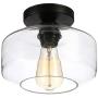 Industrial Ceiling Light Fixture with Clear Glass Shade Semi Flush Mount is Perfect for Porch Hallway Corridor Kitchen Bedroom Closet Dining Room Cafe Hotel and Restaurant