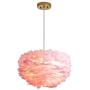 Maxax Feather Chandelier Pink Pendant Light Fixture with 3 Lights for Bedroom Kitchen Restaurant Living Room