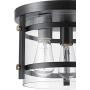 Globe Electric Wexford 3 Flush Mount Ceiling Light, Brass Detail, 60417, 8.13'', Dark Bronze with Clear Glass