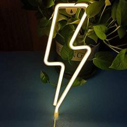 UCSAJI Lightning LED Neon Lights Lightning Shaped Decor Light Sign Lamp Christmas Wall Decor Birthday Party Kids Room Living Room Home Wedding Party Decor(Yellow)