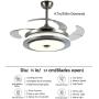 Southerns Lighting 36 Inch Modern Invisible Ceiling Fans with Light Retractable Blade Modern Ceiling Fan Chandelier Remote Control Lights for Living Room Bedroom LED Light with Fan (Silver-03)