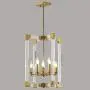Hanging Pendant Light Fixture-8 Light Rectangle Clear Brass Modern Chandelier for Dining Room, Bedroom, Foyer and Entryway