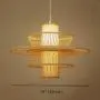LITFAD Multi Tiers Ceiling Pendant Light 1 Light LED Pendant Lamp Modern Handmade Bamboo Hanging Light for Dining Room Restaurant Living Room - Beige, 16'' (40 cm)