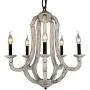 DOCHEER Vintage Wooden Chandelier Pendant Lamp 10137-5D 5-Candle Holder Lights Distressed White Wood Metal Chandeliers Lighting for Dining Room, Living Room, Bedroom, Entryways, Foyer