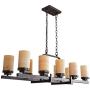Alice House 39.5'' Dining Room Chandeliers with Marble Shade, Brown Finish,10 Light Farmhouse Kitchen Island Lights AL9051-P10
