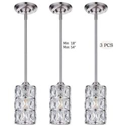 Doraimi 1 Light W4 3/4''H8 3/4'' Prism Crystal Pendant with Brushed Nickel (Set of 3) Classic for Bar, Dining Room, Corridor,Living Room. LED Bulb(not Include)