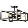 Lampundit Rustic Industrial Flush Mount Light Fixture 4-Light Metal Square Flush Mount Ceiling Light for Hallway Living Room Bedroom Kitchen Entryway Farmhouse, Black