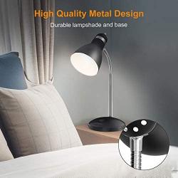 LEPOWER Metal Desk Lamp, Adjustable Goose Neck Table Lamp, Eye-Caring Study Desk Lamps for Bedroom, Study Room and Office (Black)