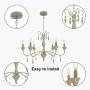 6 Light VINLUZ Rustic Dining Room Lighting Fixture Hanging Candelabra Style Farmhouse French Country Chandelier Iron Indoor Ceiling Pendant Light for Kitchen Living Room Bar