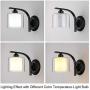 Modern Glass Wall Sconce Lighting, Bedroom Lving Room Bathroom Wall Lamp Matte Black Frosted Glass Shade Vanity Wall Light