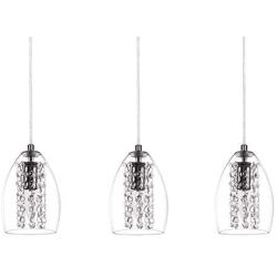 Pendant Light Fixtures, Zicbol Glass Hanging Light 3 Lights Adjustable Cable Kitchen Island Light, Modern Crystal Chandelier for Dining Room, Living Room, Restaurant, Bar