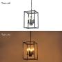 Oldiron 4 Light Rectangle Chandelier,Industrial Square Cage Chandelier Kitchen Island Ceiling Light Fixture for Entryway Bar Hallway Dining Room