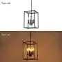 Oldiron 4 Light Rectangle Chandelier,Industrial Square Cage Chandelier Kitchen Island Ceiling Light Fixture for Entryway Bar Hallway Dining Room