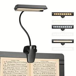 Rechargeable Music Stand Light, 19 LEDs Clip On Reading Light - 3 Level Brightness Settings, 3 Color Temperature Optional (Warm/Cool White/Natural Light Color), Perfect for Piano, Reading, Sewing