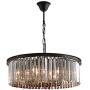 NOXARTE Luxury Round Crystal Chandelier Hanging Ceiling Light with Smoky Gray Lampshade for Dining Room