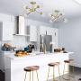 KSANA Gold Semi Flush Mount Ceiling Light, Gold Chandeliers for Dining Rooms, Kitchen, Living Room, D25.2''x H13''