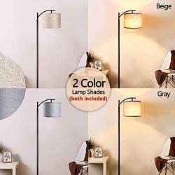 Rottogoon Floor Lamp for Living Room, LED Standing Lamp with 2 Lamp Shades for Bedroom, 9W LED Bulb Included