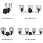 VINLUZ Metal Cage Sconces Wall Lighting Black Modern Bathroom 1-Light Fixture Wall Mount Light Porch Lamp with Clear Glass Shade, Rustic Classical Vanity Light for Restaurants Hallway Stairway