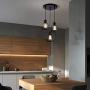 Weesalife Pendant Light with Rustic Black Metal Cage Shade Industrial Retro Matte Black Adjustable 3-Lights Hanging Lighting Pendant Lamp Fixture for Kitchen Island, Barn, Dining Room, Cafe, Farmhouse
