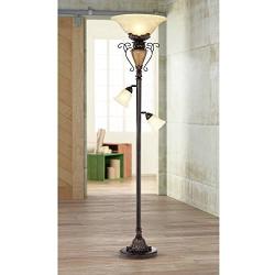 Traditional Torchiere Floor Lamp Tree Bronze Adjustable Alabaster Glass Shades Slide Dimmer for Living Room Reading - Regency Hill