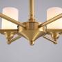 NOXARTE Brass Chandelier Modern Gold Pendant Light White Glass Shade Lighting Fixture for Living Room Dining Room 6-Lights
