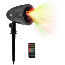 1byone Aluminum Alloy Outdoor Laser Christmas Lights Projector with Wireless Remote,Class IIIA, 2.0mW, Red and Green Stars Show for Christmas, Holiday, Party, Landscape, and Garden Decoration, Black