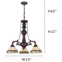 Capulina Handcrafted Tiffany Glass Chandelier, Victorian Lampshade Dinning Room Lighting Fixtures Hanging, Antique Kitchen Lights, Tiffany Style Island Lighting (CL078807-3CH)