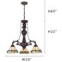 Capulina Handcrafted Tiffany Glass Chandelier, Victorian Lampshade Dinning Room Lighting Fixtures Hanging, Antique Kitchen Lights, Tiffany Style Island Lighting (CL078807-3CH)
