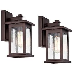 MICSIU Outdoor Wall Mount Light Fixture Exterior Sconces 1 Lighting Lantern Oil Rubbed Bronze Finish with Clear Seedy Glass (Oil Rubbed Bronze 2 Pack)