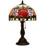 Tiffany Style Table Lamps Roses Flora Desk Light 18 Inches Tall Stained Glass 12 Inches Wide Lamp Shade Vintage Antique Accent Lamp for Living Bedside Room Coffee College Dorm