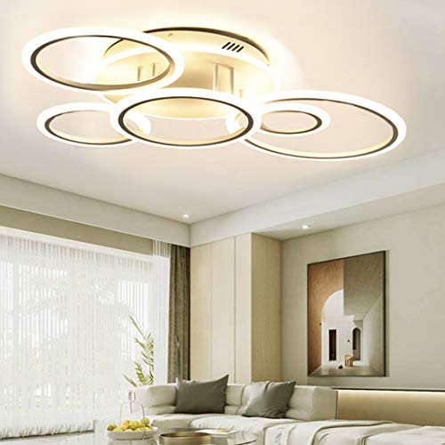 LED Ceiling Light Fixture,85W Ceiling Lamp 6 Rings Modern Lighting Fixtures with Remote Control for Living Room,Bedroom,Dining Room,Kitech(Dimmable,3 Color Changing)