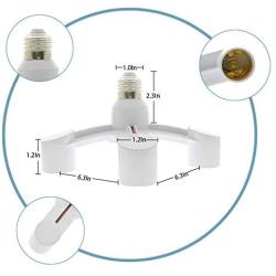 E27 to 3 E27 Light Socket Splitter, Multi Bulb Lamp Adapter, Fixed Head Lamp Holder Converter for Plant Grow Light,Dining Room, Garage, Kitchen, 3 in 1 Light Splitter (1 PC)