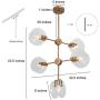 LOG BARN Gold Chandelier, 5-Light Dining Room Lighting with Bubble Glass, Kitchen Island Light Fixture, 22.5” Dia