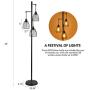 CO-Z 3 Lights Industrial Floor Lamp Vintage, Rustic Edison Hanging Standing Lamp with Cage Style Shades, Farmhouse Tree Floor Lamp for Living Room, Bedroom, Office