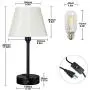 ZEEFO Touch Control Table Lamp Built in Dual USB Ports & AC Outlet, White Fabric Shade 3 Way Dimmable USB Nightstand Lamp,Two Edison LED Bulbs Included Bedside Lamps for Bedroom, Living Room (2 Pack)