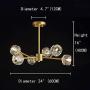 NOXARTE Brass Sputnik Chandelier Lighting Modern Pendant Lamp with Crystal Globe Shade Gold Ceiling Light Fixture 6 Lights for Dining Room Bedroom