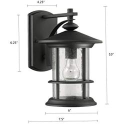 MICSIU Outdoor Wall Light Fixture Exterior Wall Mount Lantern Waterproof Vintage Wall Sconce with Clear Seedy Glass for Front Porch, Patio, Backyard ( Textured Black ,1 Pack)