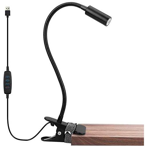 iVict Clip Light Led Reading Light - USB Book Light with 3 Color Modes, 10 Brightness Dimmer, Memory Function, Eye-Caring Book Clamp Flexible Clip on Desk Light Night Reading Light